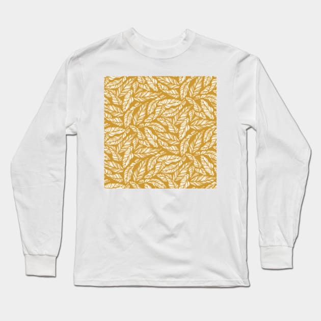 Golden Leaves Long Sleeve T-Shirt by Carolina Díaz